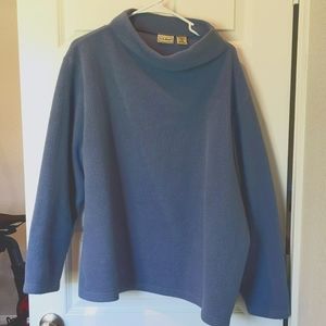 LL Bean Blue Fleece Cowl Neck Pullover